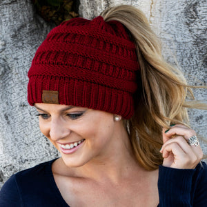 Soft Knit Ponytail Beanie